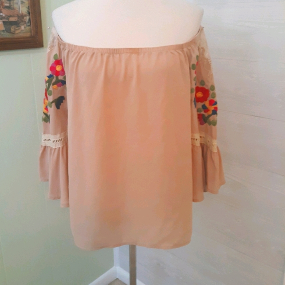 Vava by joy han off shoulder embroidery bohemian top XS *C2 - Picture 2 of 10